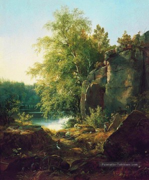 vue de l’île de valaam 1858 paysage classique Ivan Ivanovitch forêt Peinture à l'huile